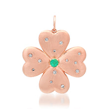 Satin Gold & Emerald Double Sided Puffy Clover Charm