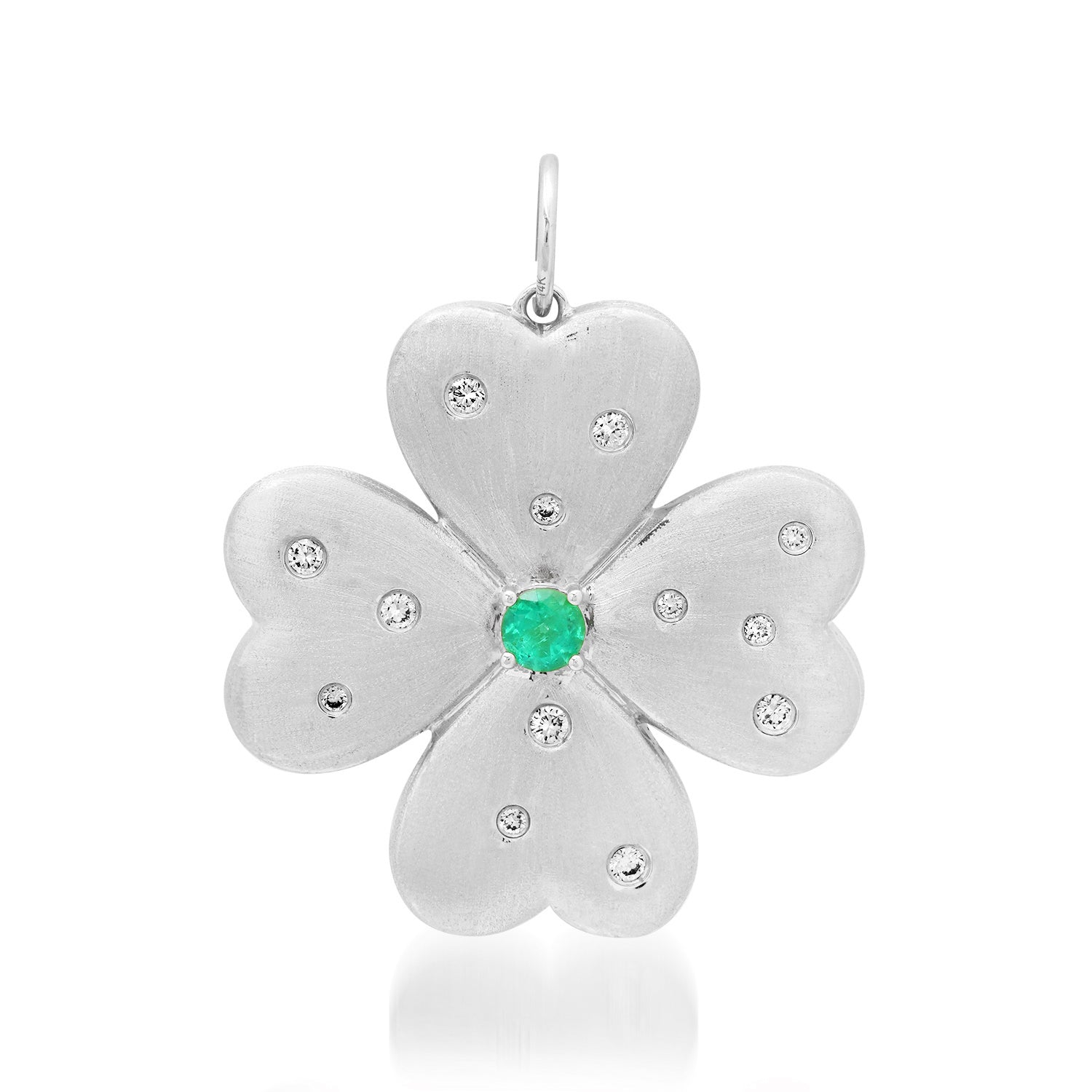 Satin Gold & Emerald Double Sided Puffy Clover Charm