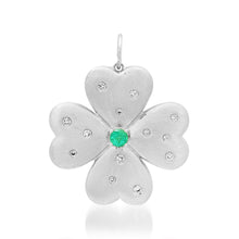 Satin Gold & Emerald Double Sided Puffy Clover Charm