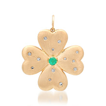 Satin Gold & Emerald Double Sided Puffy Clover Charm