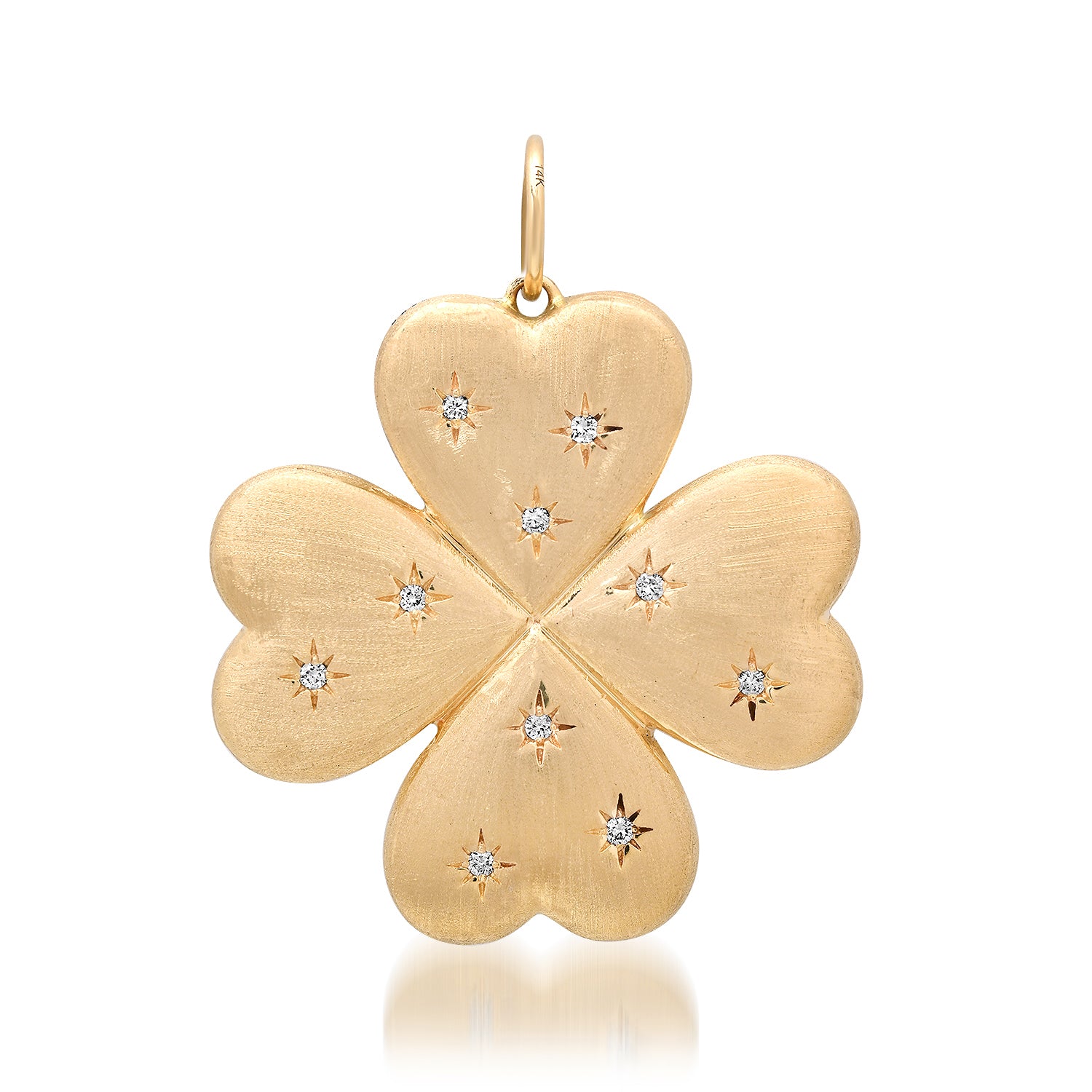Satin Gold & Emerald Double Sided Puffy Clover Charm