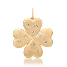 Satin Gold & Emerald Double Sided Puffy Clover Charm