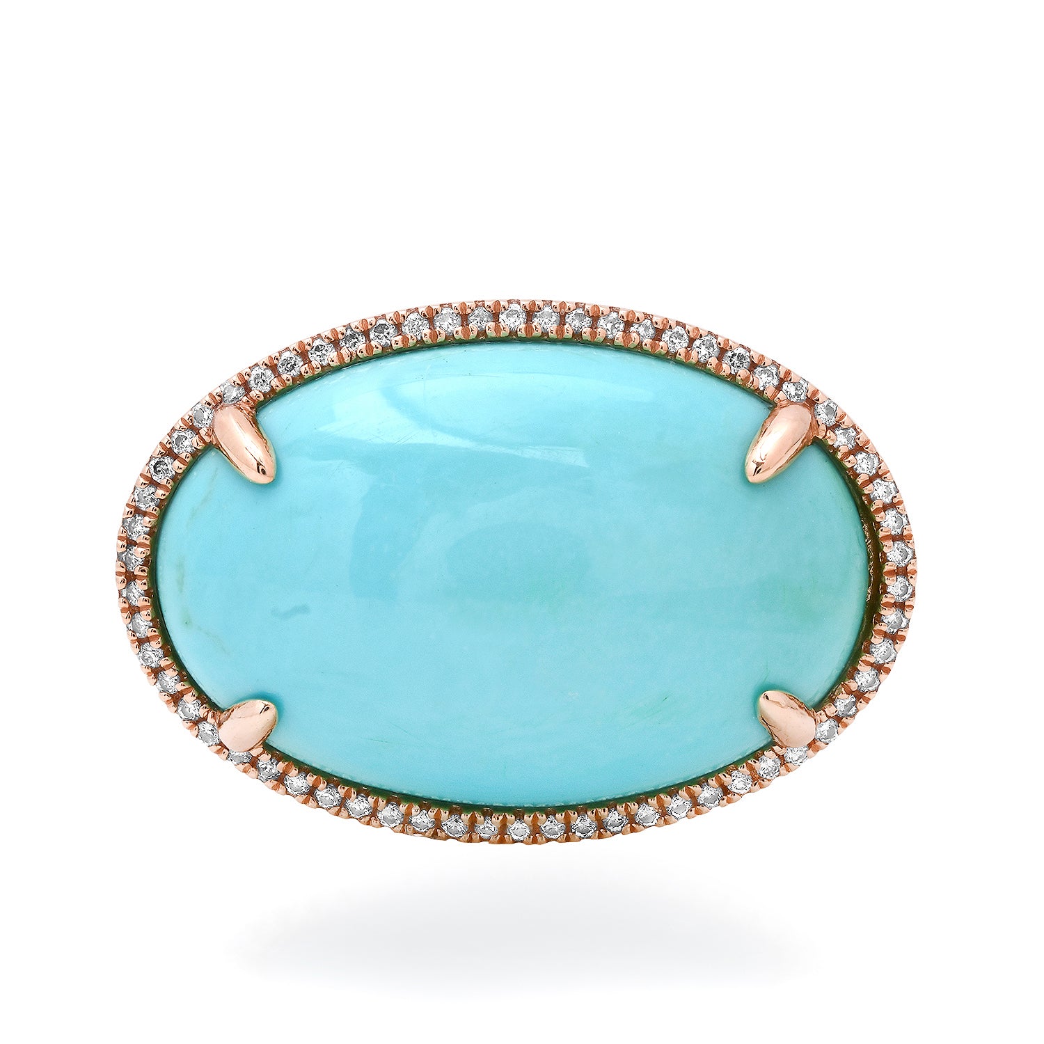 East West Turquoise Cabochon & Diamond Statement Ring