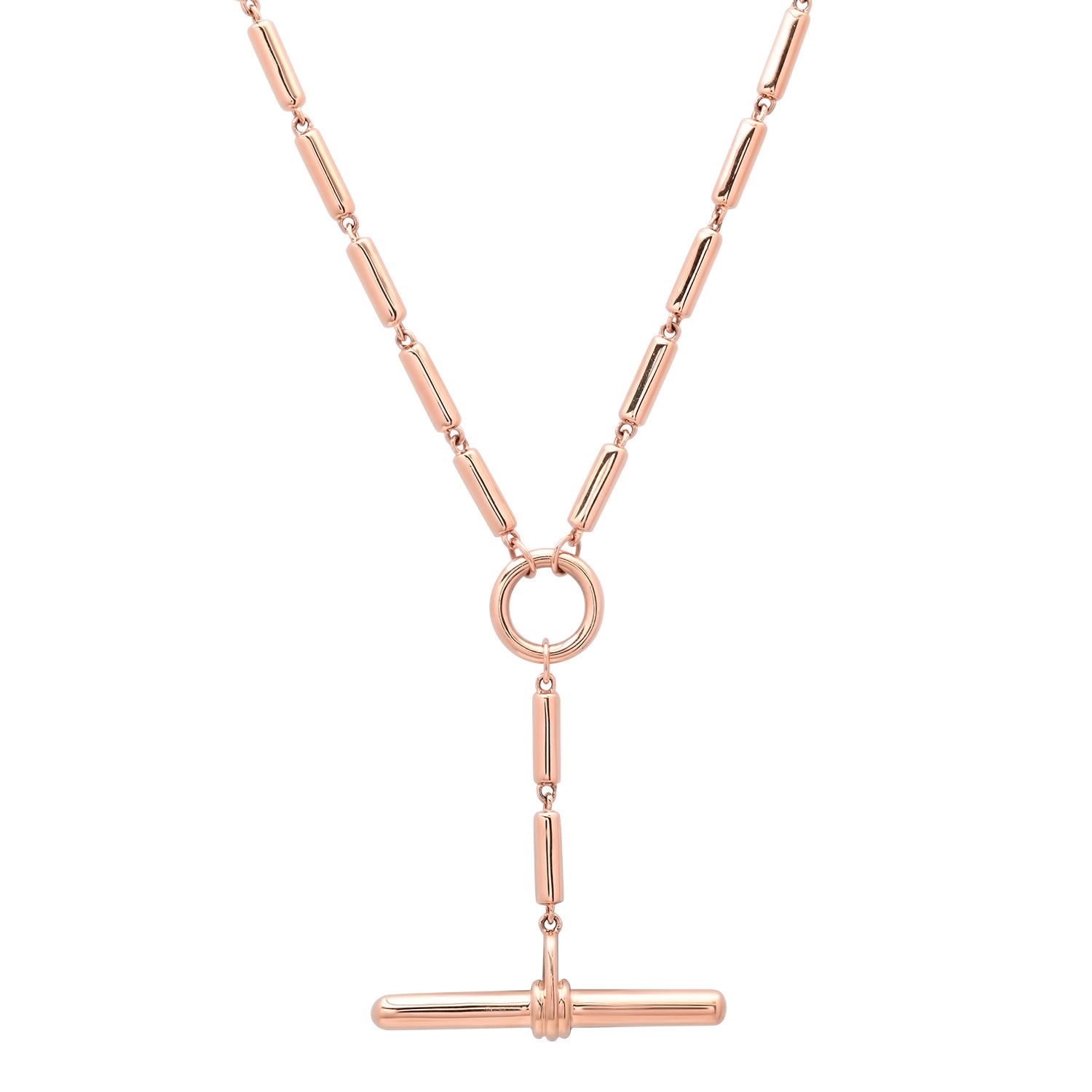 Heavy Bar Link Gold Chain Necklace with Toggle