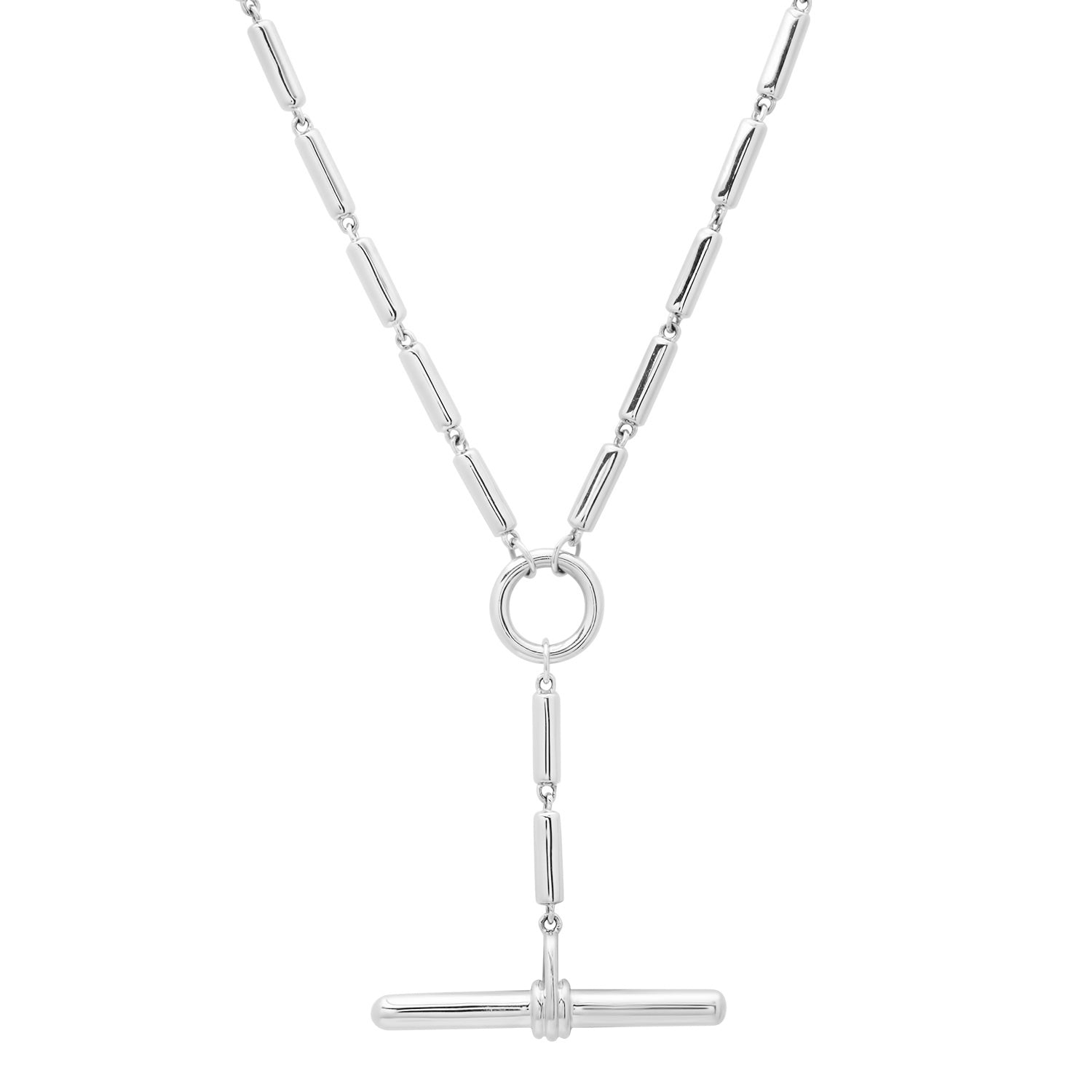 Heavy Bar Link Gold Chain Necklace with Toggle