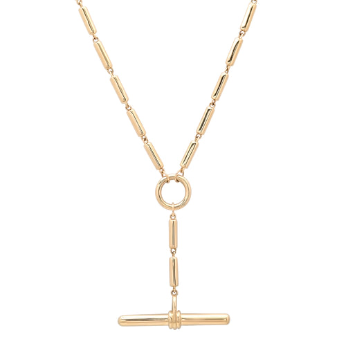 Heavy Bar Link Gold Chain Necklace with Toggle