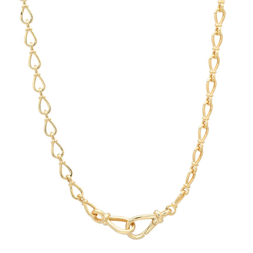 Gold Teardrop Chain Necklace with Jumbo Push Clasp