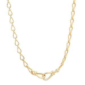 Gold Teardrop Chain Necklace with Jumbo Push Clasp