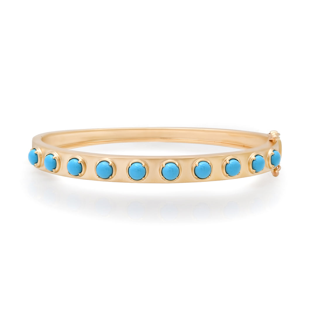 Matte Gold & Cabochon Gemstone Bangle Bracelet