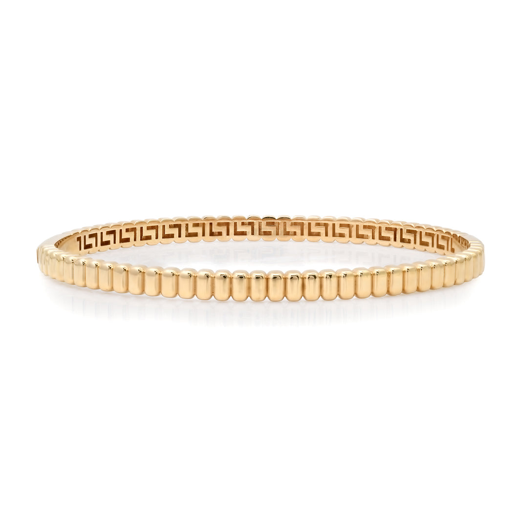 Ribbed Gold Bangle Bracelet