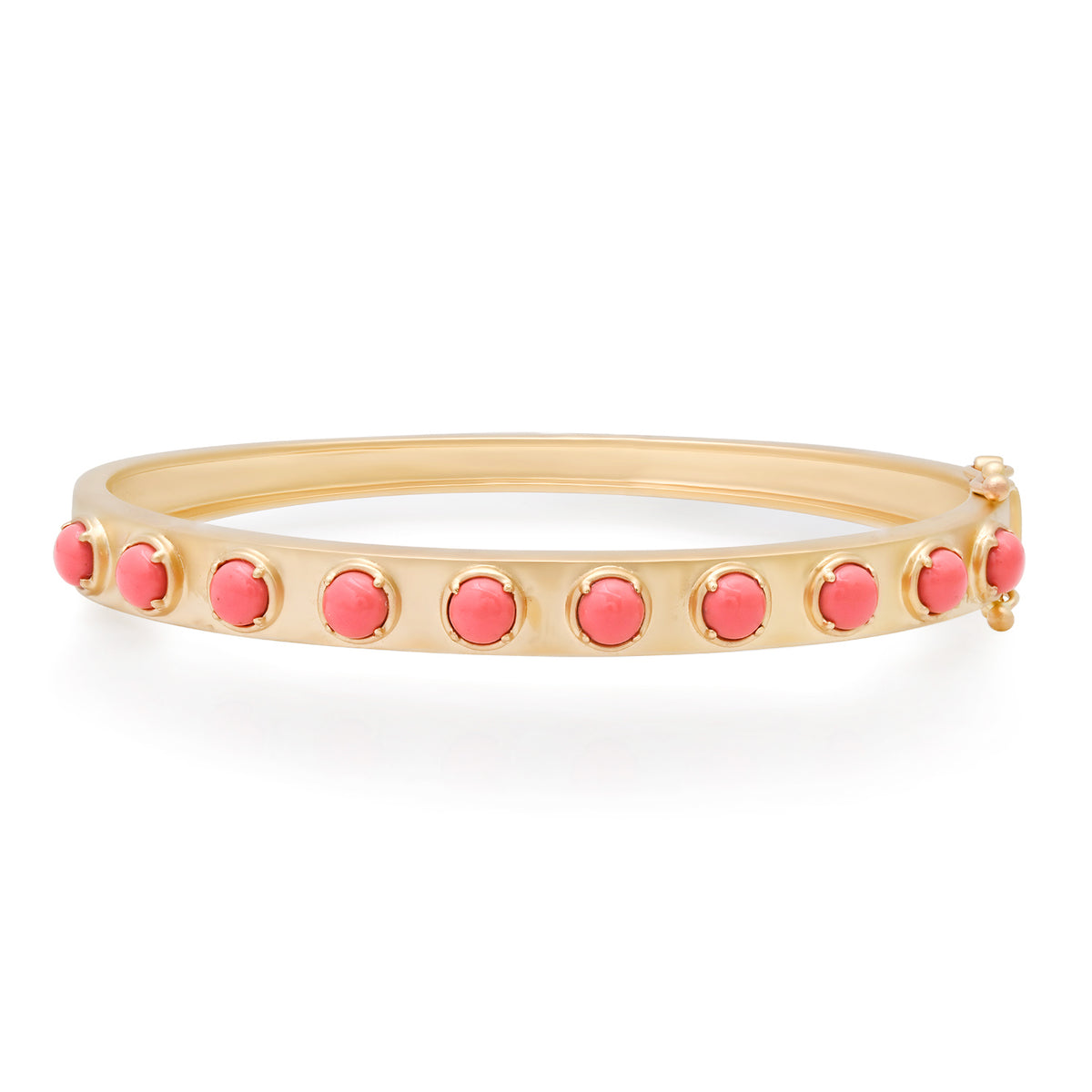 Matte Gold & Cabochon Gemstone Bangle Bracelet