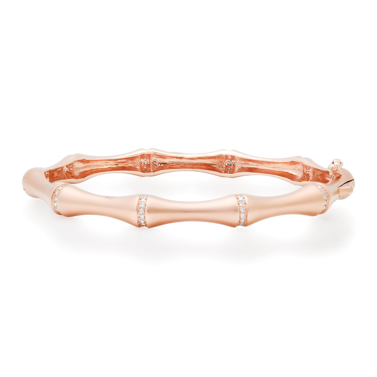 Matte Gold & Diamond Bamboo Bangle Bracelet
