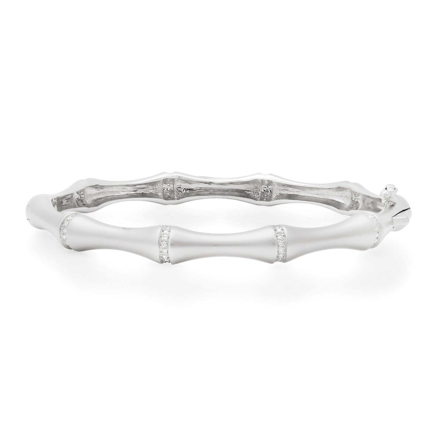 Matte Gold & Diamond Bamboo Bangle Bracelet