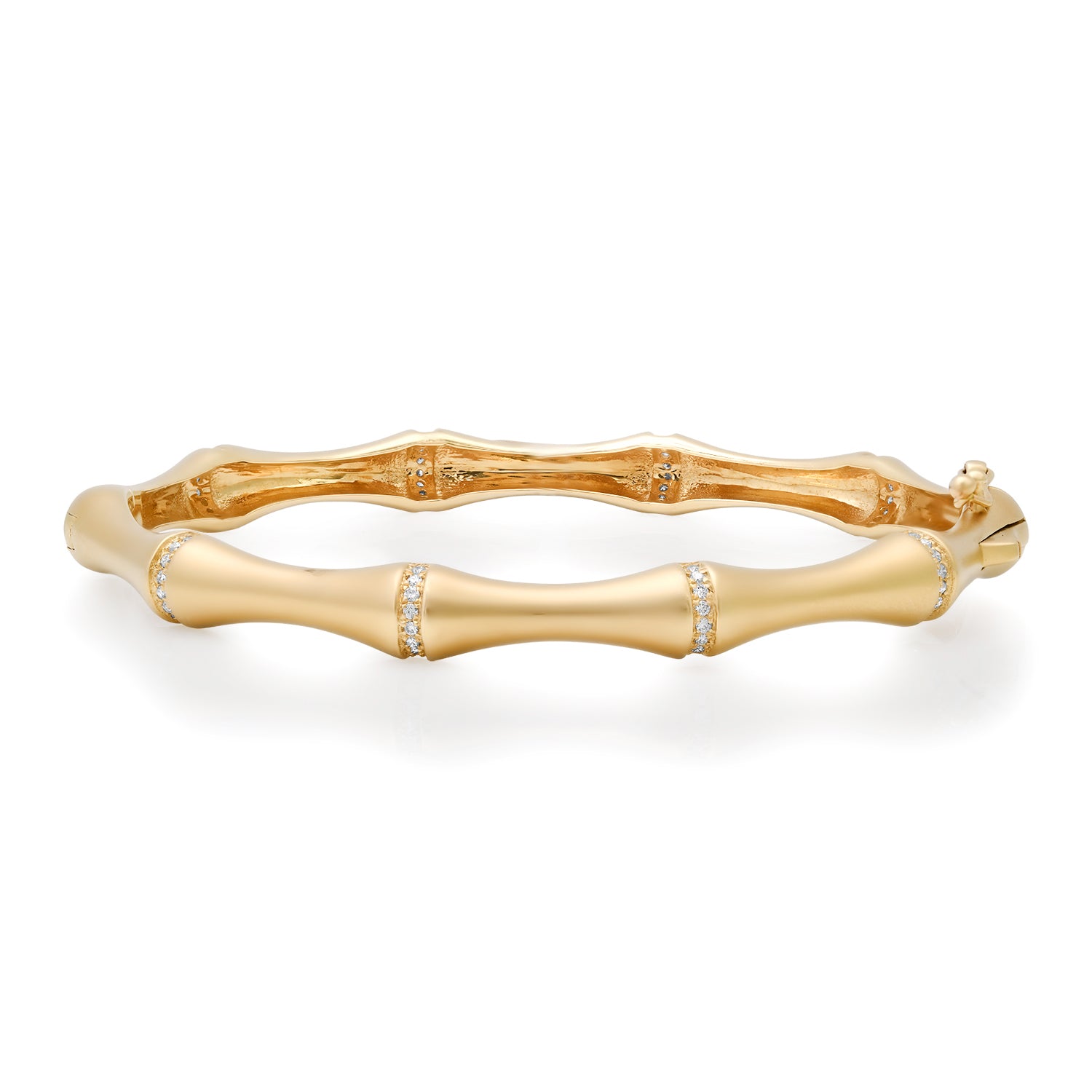 Matte Gold & Diamond Bamboo Bangle Bracelet
