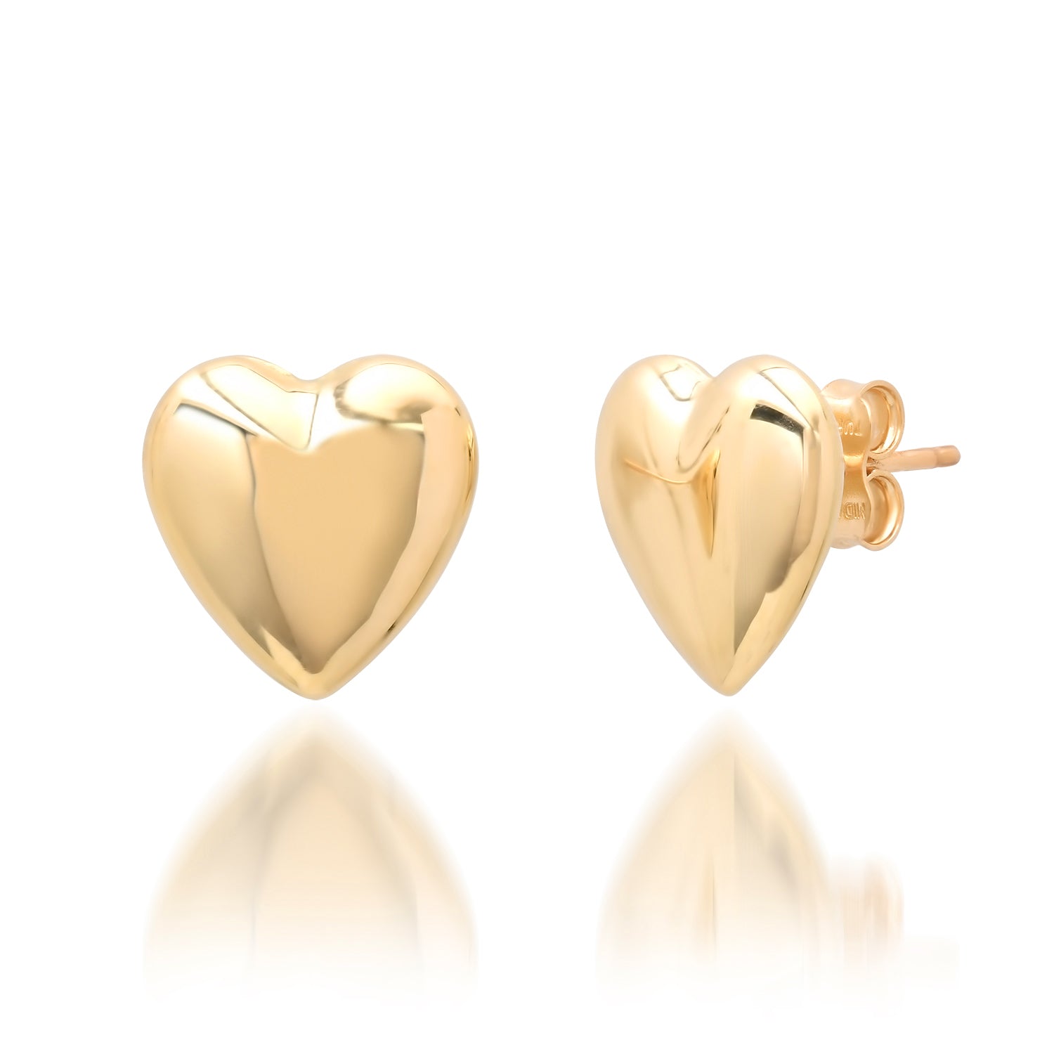 Petite Puffy Gold Heart Stud Earrings 