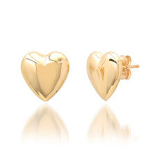 Petite Puffy Gold Heart Stud Earrings 