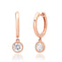 Textured Bezel Diamond Drop Huggie Hoop Earrings
