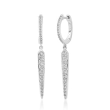Elongated Pave Diamond Spike Huggie Hoop Earrings