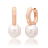 Fluted Pearl Drop Huggie Hoop Earrings