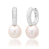 Fluted Pearl Drop Huggie Hoop Earrings
