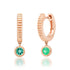 Fluted Emerald Drop Huggie Hoop Earrings