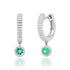 Fluted Emerald Drop Huggie Hoop Earrings