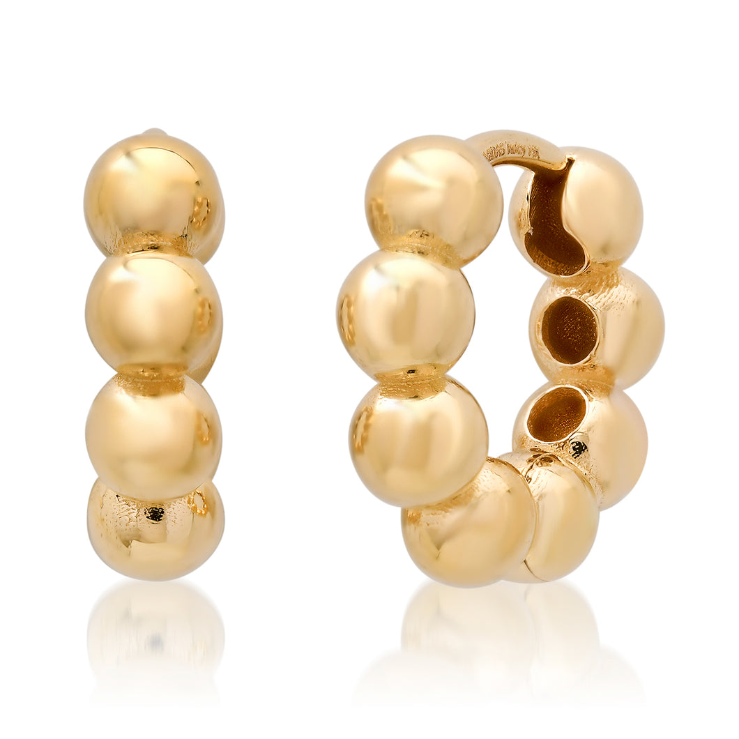 Bubbly Gold Ball Huggie Hoop Earrings