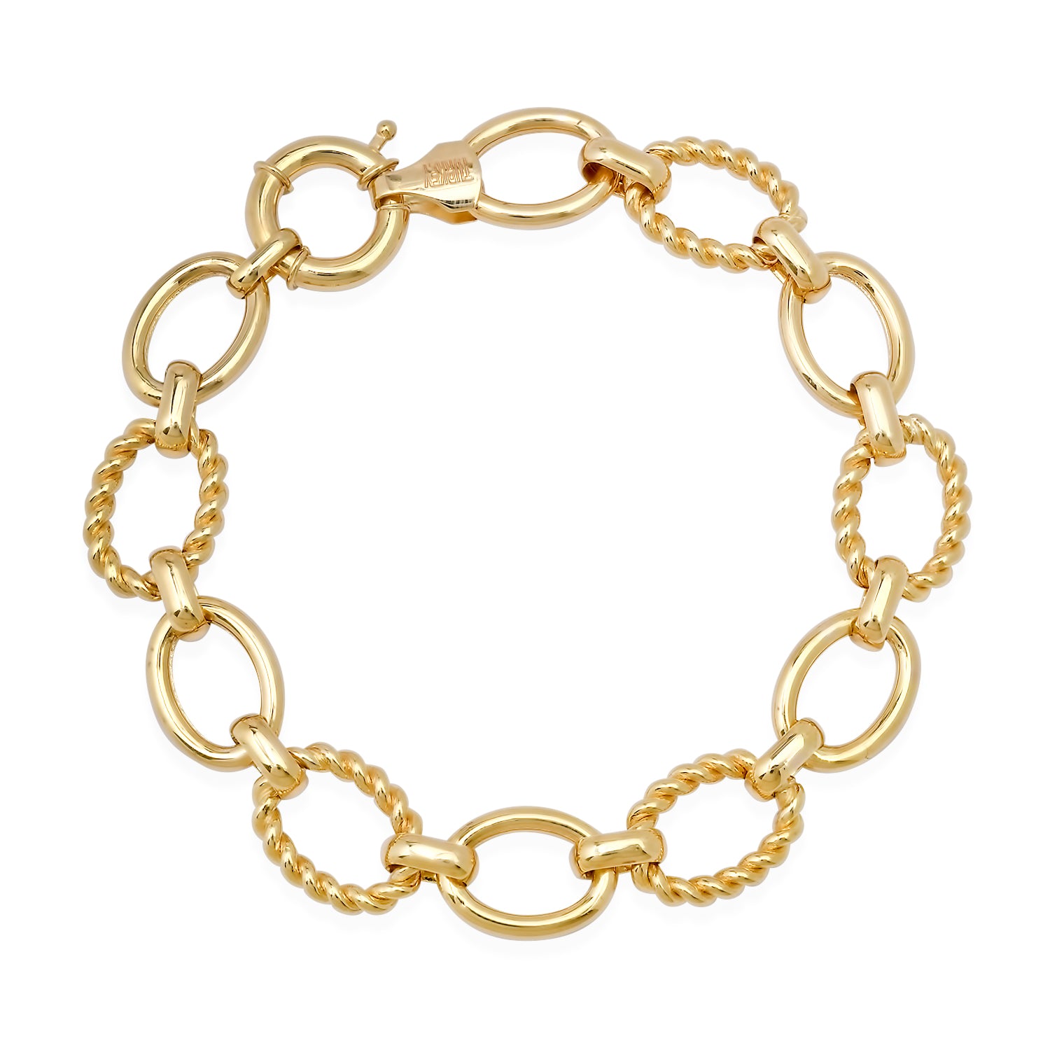 Twisted Gold & High Polish Oval Link Bracelet