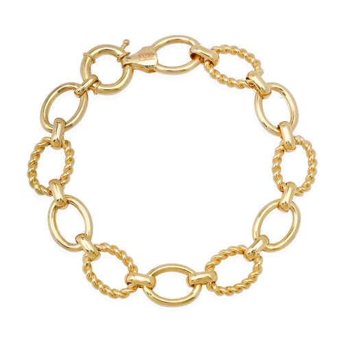 Twisted Gold & High Polish Oval Link Bracelet