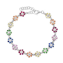 Mixed Sapphire & Diamond Flower Tennis Bracelet