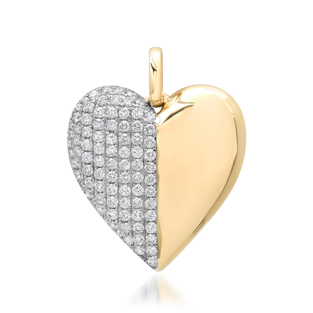 50/50 Pave Diamond & High Polish Gold Charm