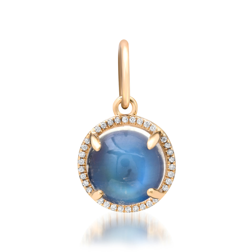 Darling Cabochon Moonstone Charm with Pave Diamonds