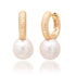 Fluted Pearl Drop Huggie Hoop Earrings
