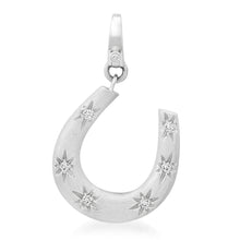 Brushed Satin Gold & Diamond Puffy Horseshoe Charm