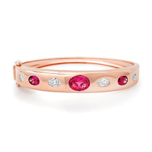 Pink Tourmaline & Diamond Statement Bangle Bracelet