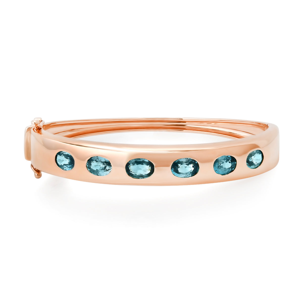 Oval Blue Zircon Bangle Bracelet