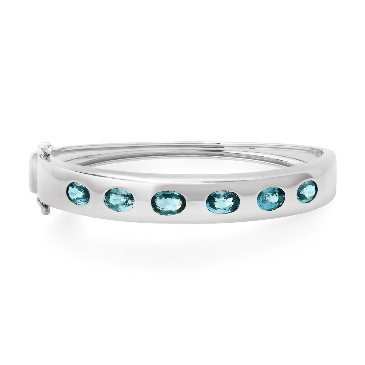 Oval Blue Zircon Bangle Bracelet