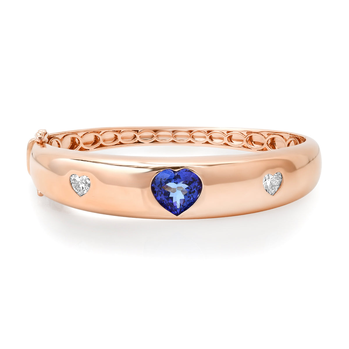 Tanzanite & Diamond Heart Statement Bangle Bracelet