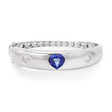 Tanzanite & Diamond Heart Statement Bangle Bracelet