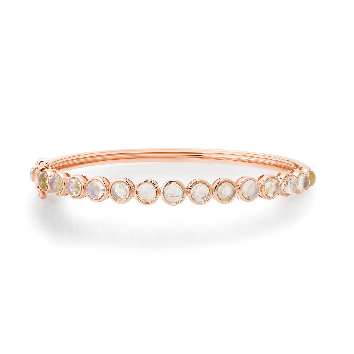 Illuminating Bezel Set Moonstone Bangle Bracelet