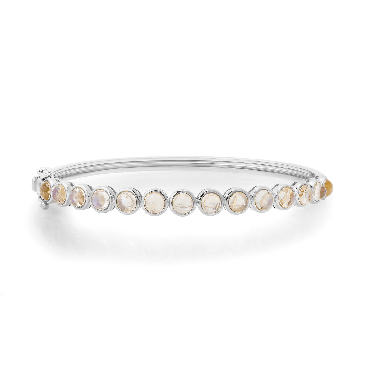 Illuminating Bezel Set Moonstone Bangle Bracelet
