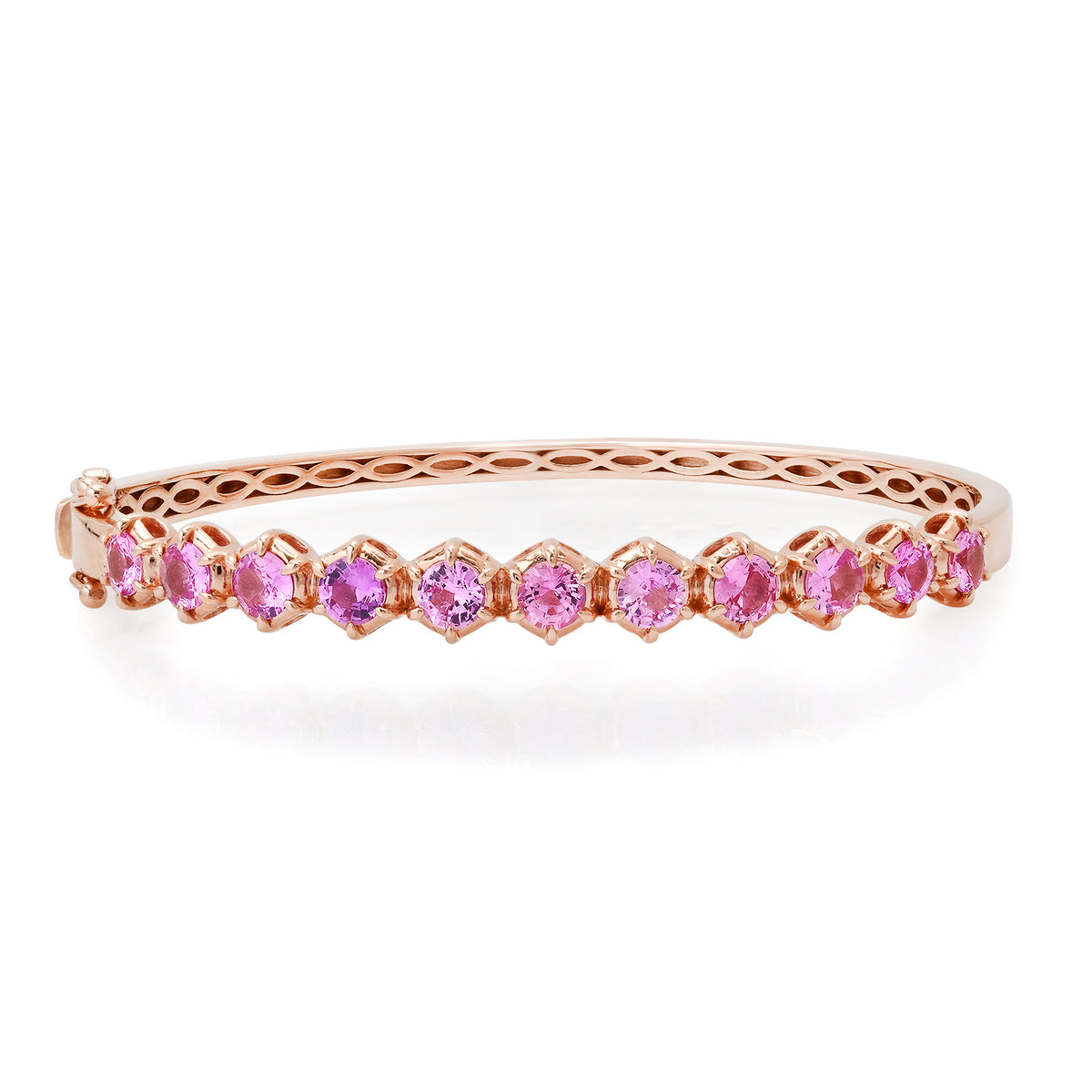 Edgy Hexagon Pink Sapphire Bangle Bracelet