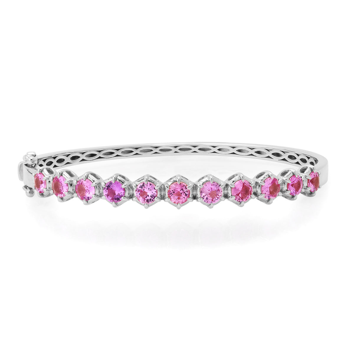 Edgy Hexagon Pink Sapphire Bangle Bracelet