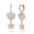 Puffy Pave Diamond Heart & Star Huggie Hoop Earrings