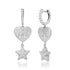Puffy Pave Diamond Heart & Star Huggie Hoop Earrings