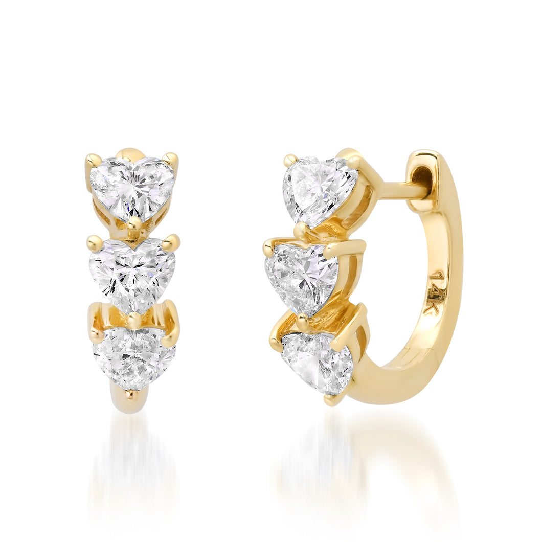 Everyday Diamond Heart Huggie Hoop Earrings 