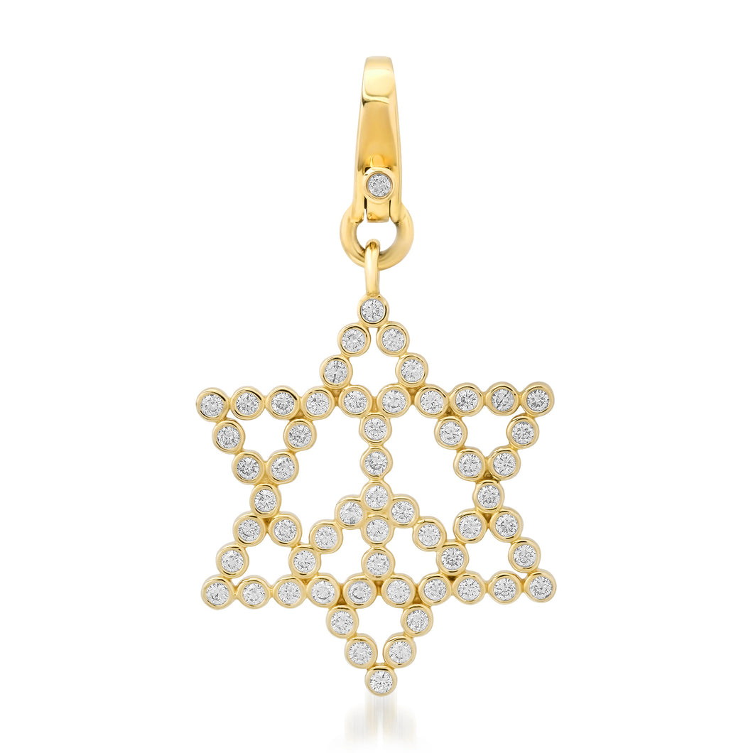 Diamond Bezel Star of David Peace Charm