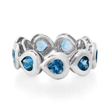 Bezel Set London Blue Topaz Heart Eternity Band Ring
