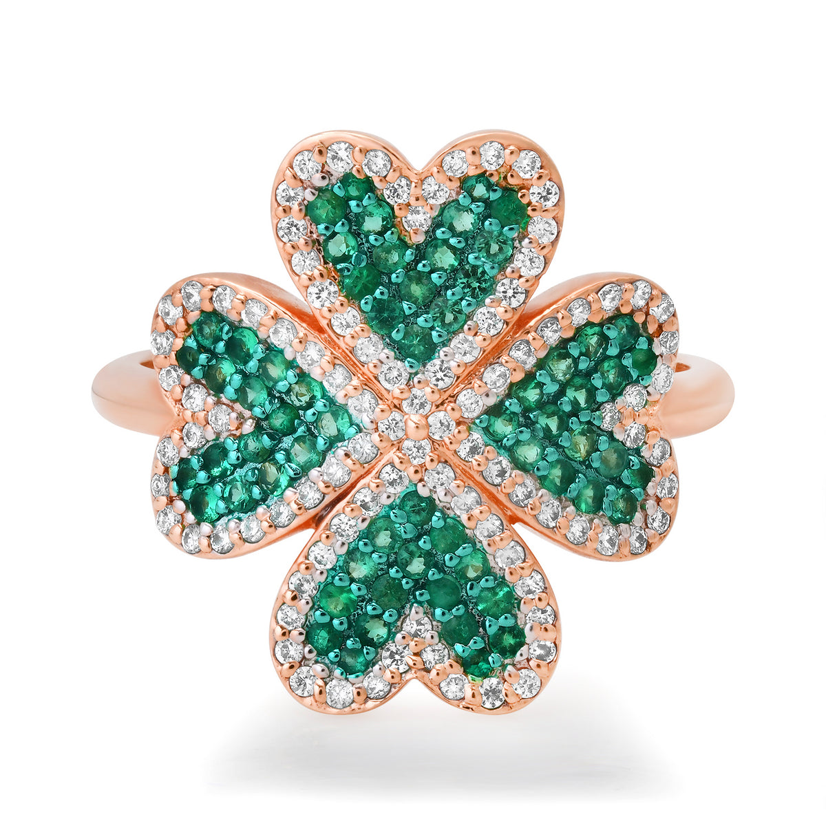 Lucky Emerald & Diamond Clover Ring