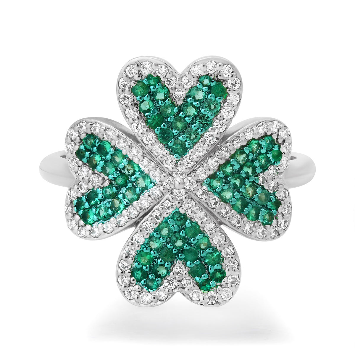 Lucky Emerald & Diamond Clover Ring